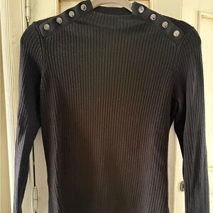 Talbots Black Ribbed Turtleneck Sweater med petite